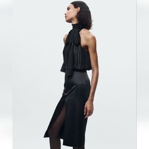 Zara Satin Effect Midi Skirt